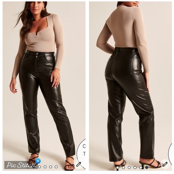 Abercrombie & Fitch Curve Love 90’s Straight Faux Leather Pants - Picture 1 of 11